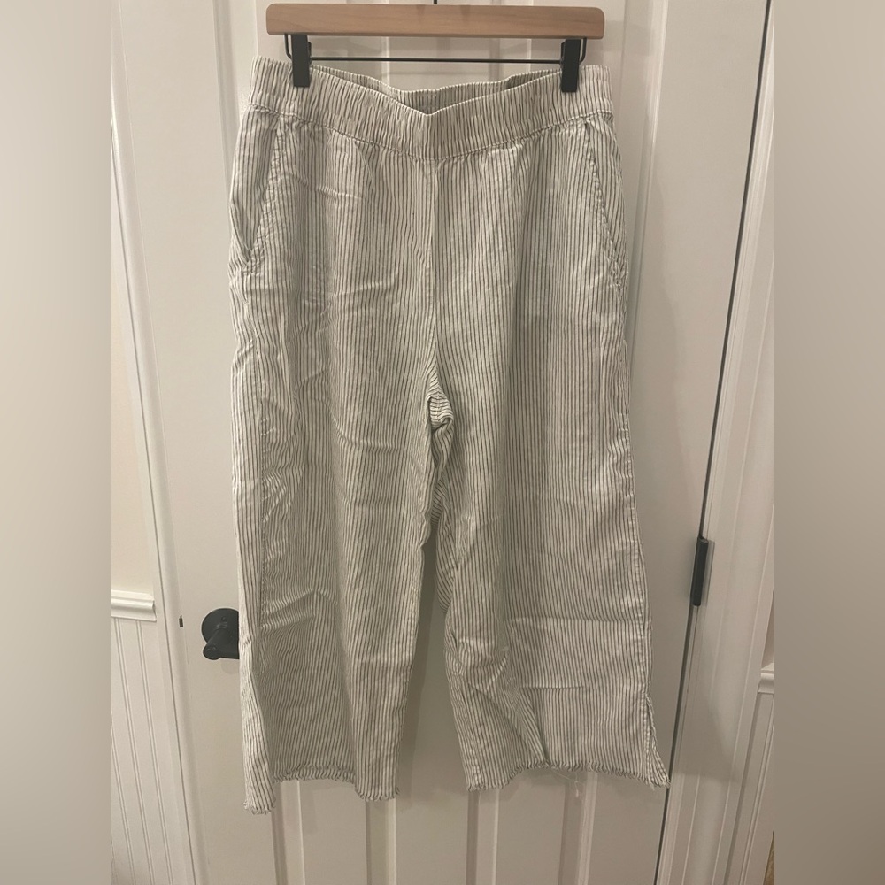 Women’s Carve Design Striped Linen Pants - white striped